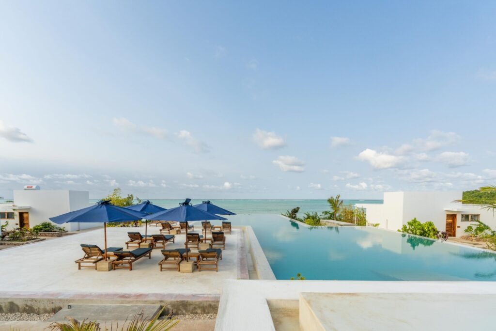 Legendary Zanzibar Beach Resort beachfront view on Michamvi Peninsula with turquoise ocean