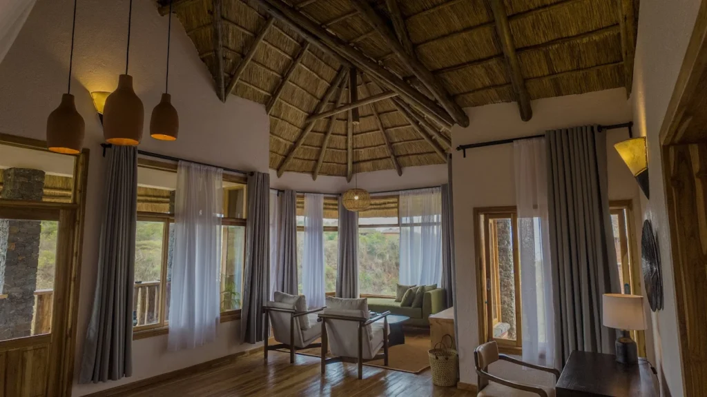Nyota Rift Valley Lodge overlooking Lake Manyara from the Rift Valley escarpment